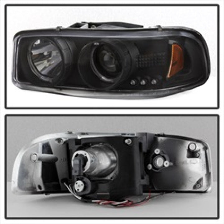 Spyder GMC Sierra 1500/2500/3500 99-06 Projector Headlights LED Halo LED Black PRO-YD-CDE00-HL-BK - Bull Strap