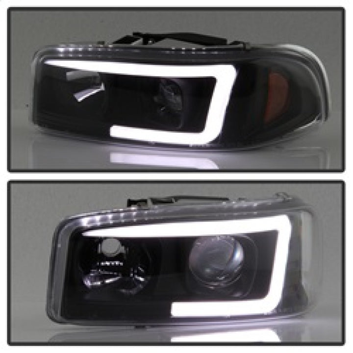 Spyder GMC Sierra 1500/2500/3500 99-06 V2 Projector Headlights - DRL - Black PRO-YD-CDE00V2-LB-BK - Bull Strap