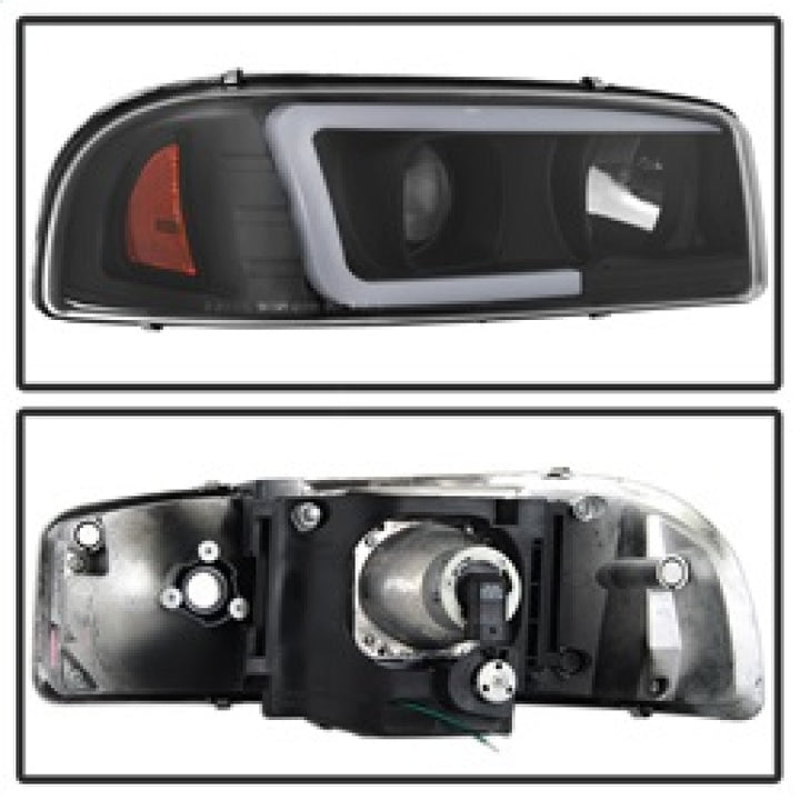 Spyder GMC Sierra 1500/2500/3500 99-06 V2 Projector Headlights - DRL - Black PRO-YD-CDE00V2-LB-BK - Bull Strap
