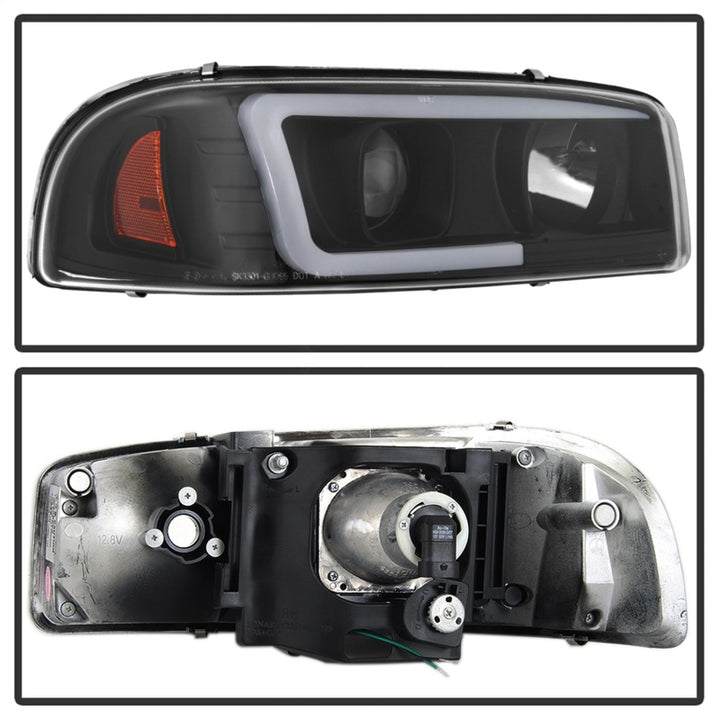 Spyder GMC Sierra 1500/2500/3500 99-06 V2 Projector Headlights - DRL - Black PRO-YD-CDE00V2-LB-BK - Bull Strap