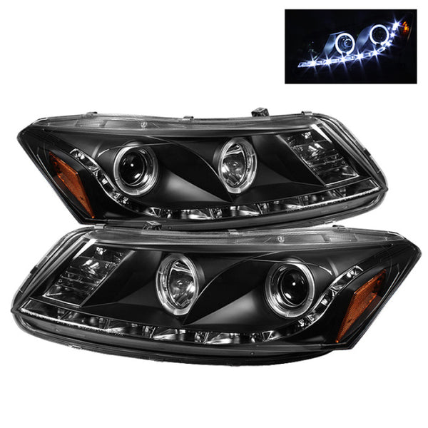 Spyder 08-12 Honda Accord No Crosstour 4Dr Proj Headlights- LED Halo DRL Blk PRO-YD-HA08-4D-HL-BK - Bull Strap