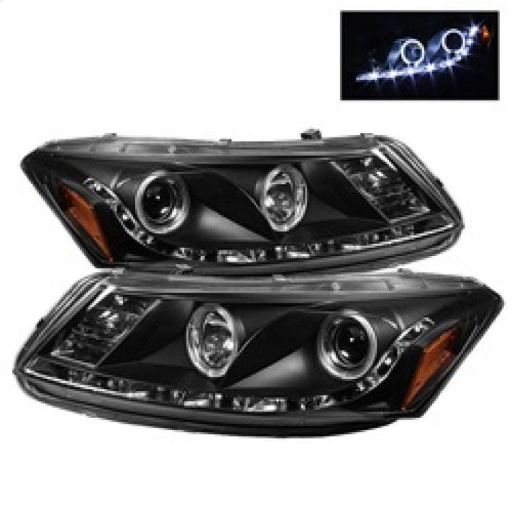 Spyder 08-12 Honda Accord No Crosstour 4Dr Proj Headlights- LED Halo DRL Blk PRO-YD-HA08-4D-HL-BK - Bull Strap