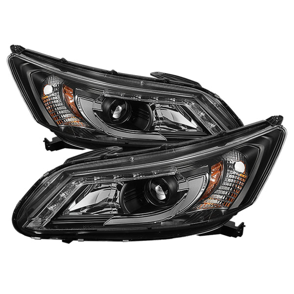 Spyder Honda Accord 2013-2015 4DR Projector Headlights Light Bar DRL Black PRO-YD-HA13-LBDRL-BK - Bull Strap