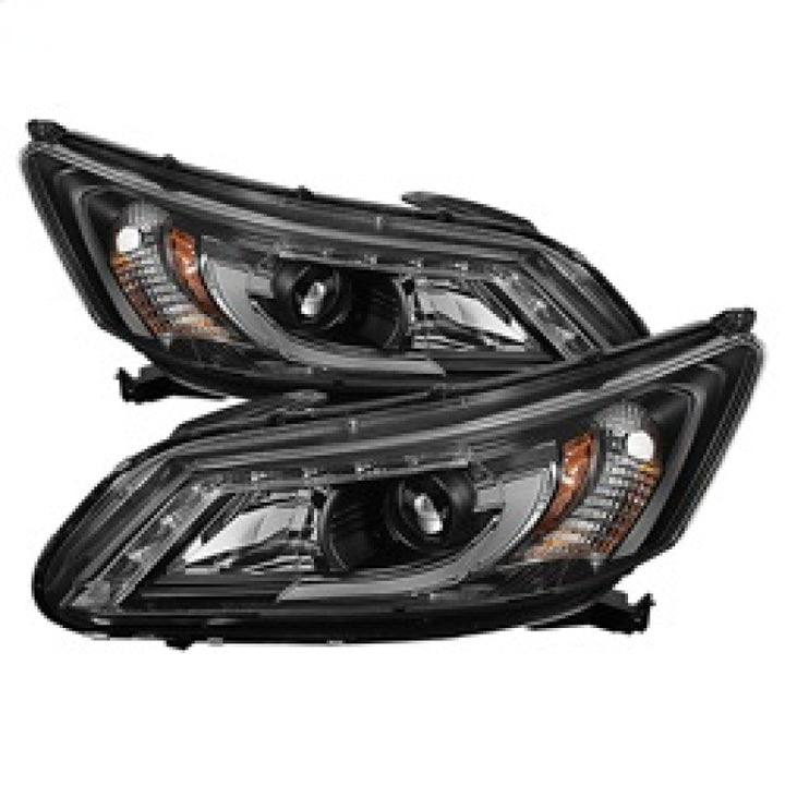 Spyder Honda Accord 2013-2015 4DR Projector Headlights Light Bar DRL Black PRO-YD-HA13-LBDRL-BK - Bull Strap