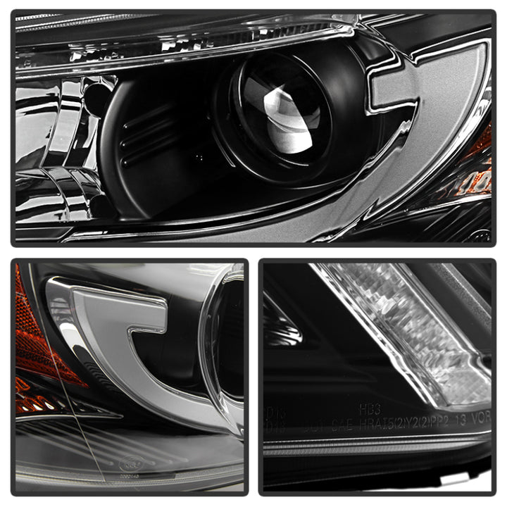 Spyder Honda Accord 2013-2015 4DR Projector Headlights Light Bar DRL Black PRO-YD-HA13-LBDRL-BK - Bull Strap