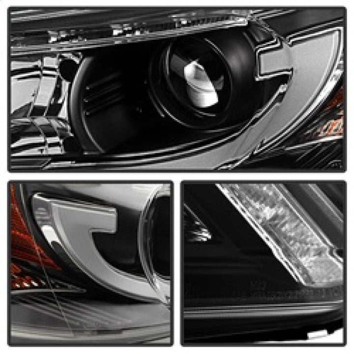 Spyder Honda Accord 2013-2015 4DR Projector Headlights Light Bar DRL Black PRO-YD-HA13-LBDRL-BK - Bull Strap