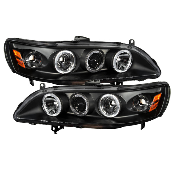 Spyder Honda Accord 98-02 1PC Projector Headlights LED Halo Amber Reflector Blk PRO-YD-HA98-AM-BK - Bull Strap