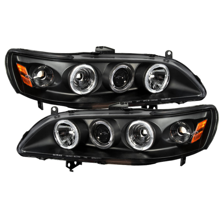 Spyder Honda Accord 98-02 1PC Projector Headlights LED Halo Amber Reflector Blk PRO-YD-HA98-AM-BK - Bull Strap