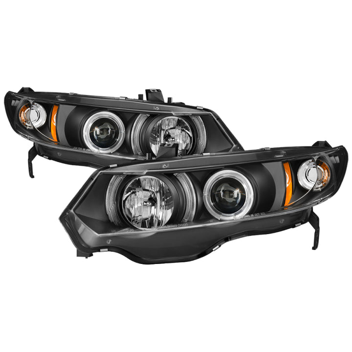 Spyder Honda Civic 06-08 2Dr Projector Headlights LED Halo Black High H1 Low H1 PRO-YD-HC06-2D-HL-BK - Bull Strap