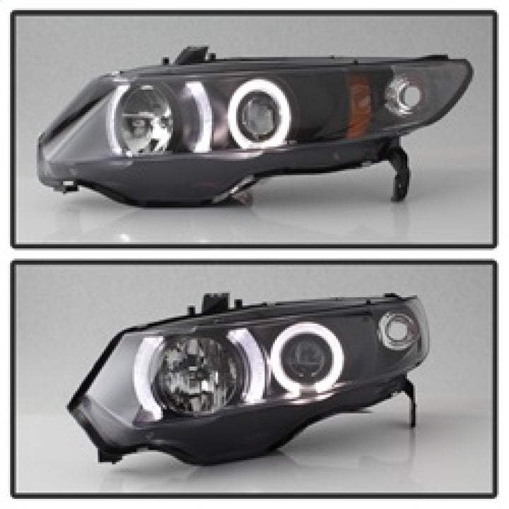 Spyder Honda Civic 06-08 2Dr Projector Headlights LED Halo Black High H1 Low H1 PRO-YD-HC06-2D-HL-BK - Bull Strap