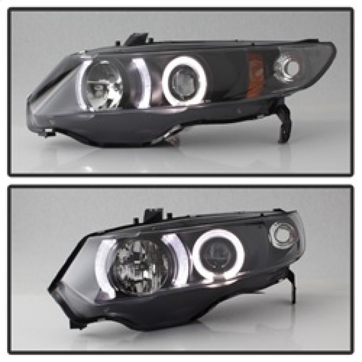 Spyder Honda Civic 06-08 2Dr Projector Headlights LED Halo Black High H1 Low H1 PRO-YD-HC06-2D-HL-BK - Bull Strap