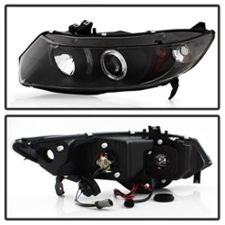 Spyder Honda Civic 06-08 2Dr Projector Headlights LED Halo Black High H1 Low H1 PRO-YD-HC06-2D-HL-BK - Bull Strap