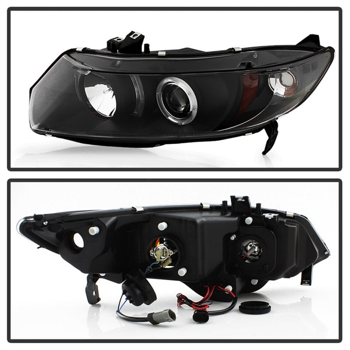 Spyder Honda Civic 06-08 2Dr Projector Headlights LED Halo Black High H1 Low H1 PRO-YD-HC06-2D-HL-BK - Bull Strap