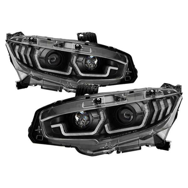 Spyder Honda Civic 16- 2DR/4DR/Hatchback Projector Headlights - Black PRO-YD-HC16SI-SEQGR-BK - Bull Strap