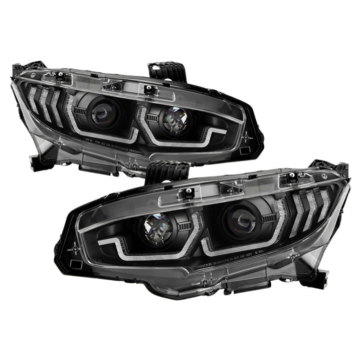 Spyder Honda Civic 16- 2DR/4DR/Hatchback Projector Headlights - Black PRO-YD-HC16SI-SEQGR-BK - Bull Strap