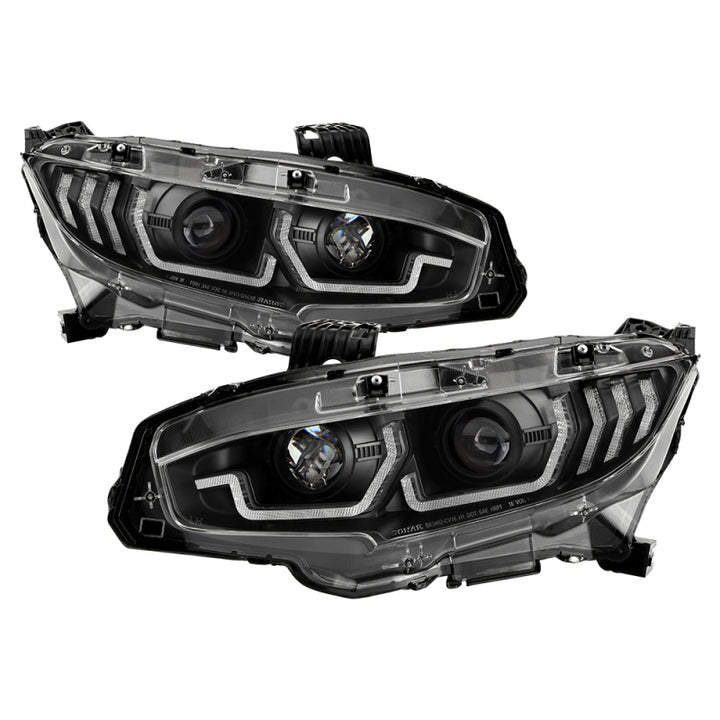 Spyder Honda Civic 16- 2DR/4DR/Hatchback Projector Headlights - Black PRO-YD-HC16SI-SEQGR-BK - Bull Strap