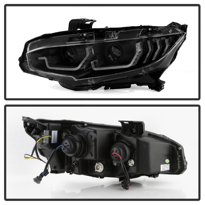Spyder Honda Civic 16- 2DR/4DR/Hatchback Projector Headlights - Black PRO-YD-HC16SI-SEQGR-BK - Bull Strap