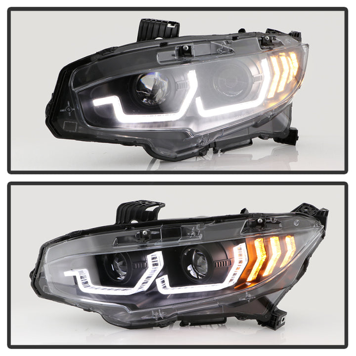 Spyder Honda Civic 16- 2DR/4DR/Hatchback Projector Headlights - Black PRO-YD-HC16SI-SEQGR-BK - Bull Strap