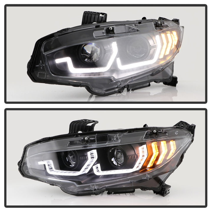 Spyder Honda Civic 16- 2DR/4DR/Hatchback Projector Headlights - Black PRO-YD-HC16SI-SEQGR-BK - Bull Strap