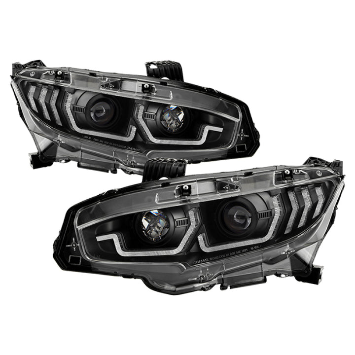 Spyder Honda Civic 16- 2DR/4DR/Hatchback Projector Headlights - Black PRO-YD-HC16SI-SEQGR-BK - Bull Strap