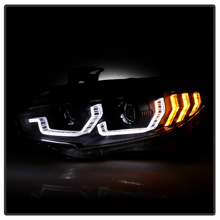 Spyder Honda Civic 16- 2DR/4DR/Hatchback Projector Headlights - Black PRO-YD-HC16SI-SEQGR-BK - Bull Strap