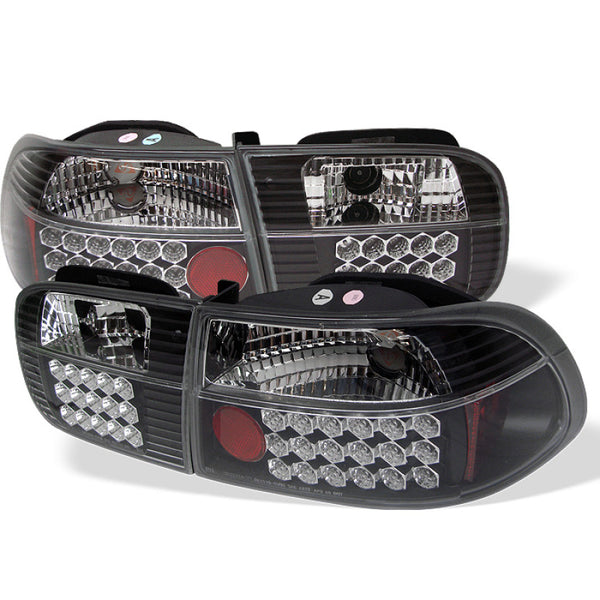 Spyder Honda Civic 92-95 2/4DR LED Tail Lights Black ALT-YD-HC92-24D-LED-BK - Bull Strap