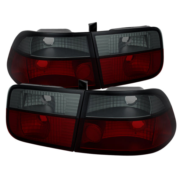 Spyder Honda Civic 96-00 2Dr Crystal Tail Lights Red Smoke ALT-YD-HC96-2D-CRY-RS - Bull Strap