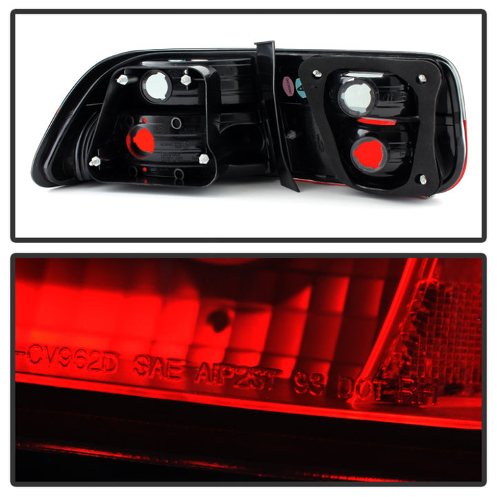 Spyder Honda Civic 96-00 2Dr Crystal Tail Lights Red Smoke ALT-YD-HC96-2D-CRY-RS - Bull Strap