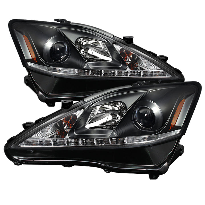Spyder Lexus IS 250/350 2006-2010 Projector Headlights DRL Black PRO-YD-LIS06-DRL-BK - Bull Strap