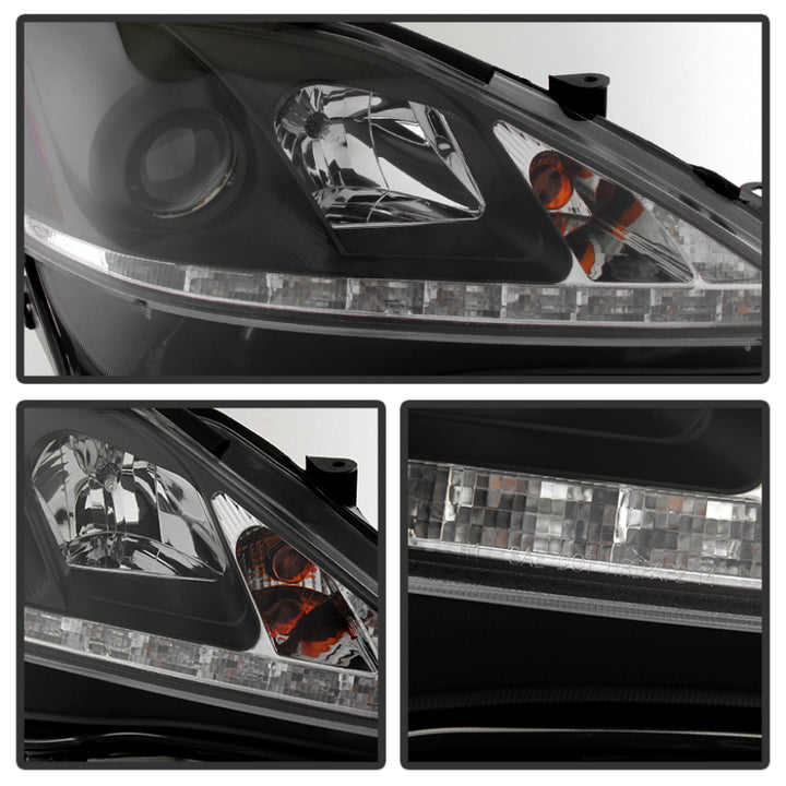 Spyder Lexus IS 250/350 2006-2010 Projector Headlights DRL Black PRO-YD-LIS06-DRL-BK - Bull Strap