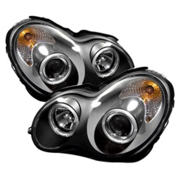 Spyder Mercedes Benz C-Class 01-05 4 DrProjector Headlights Halogen LED Halo Blk PRO-YD-MBW203-HL-BK - Bull Strap