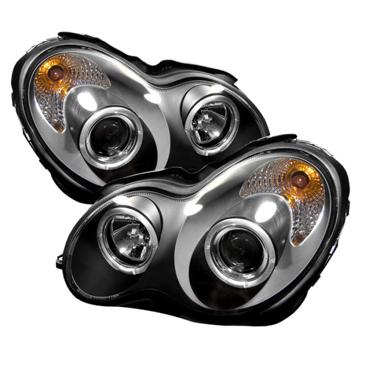 Spyder Mercedes Benz C-Class 01-05 4 DrProjector Headlights Halogen LED Halo Blk PRO-YD-MBW203-HL-BK - Bull Strap