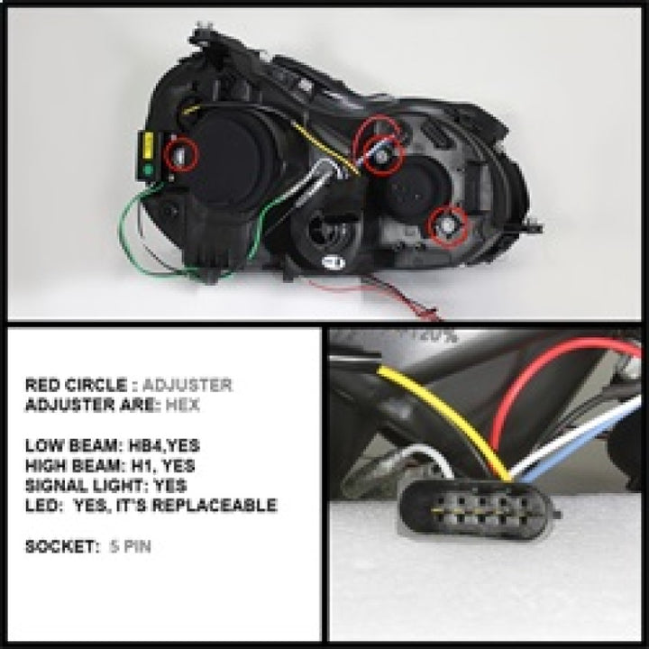 Spyder Mercedes Benz CLK 03-09 Projector Halogen Model- LED Halo DRL Chrm PRO-YD-MBCLK03-DRL-C - Bull Strap