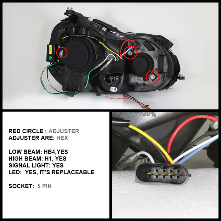 Spyder Mercedes Benz CLK 03-09 Projector Halogen Model- LED Halo DRL Chrm PRO-YD-MBCLK03-DRL-C - Bull Strap
