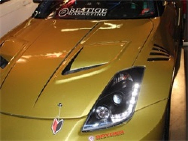 Spyder Nissan 350Z 03-05 Projector Headlights Halogen Model Only - DRL Black PRO-YD-N350Z02-DRL-BK - Bull Strap