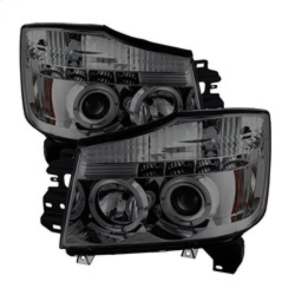 Spyder Nissan Titan 04-14/Armada 04-07 Projector Headlights LED Halo LED Smke PRO-YD-NTI04-HL-SM - Bull Strap