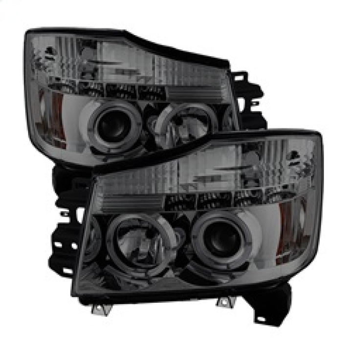 Spyder Nissan Titan 04-14/Armada 04-07 Projector Headlights LED Halo LED Smke PRO-YD-NTI04-HL-SM - Bull Strap