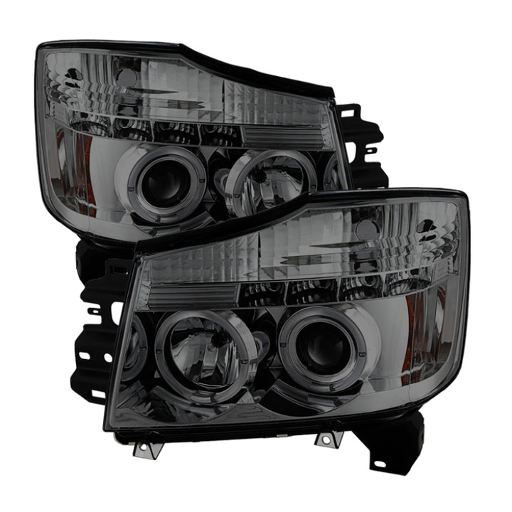 Spyder Nissan Titan 04-14/Armada 04-07 Projector Headlights LED Halo LED Smke PRO-YD-NTI04-HL-SM - Bull Strap