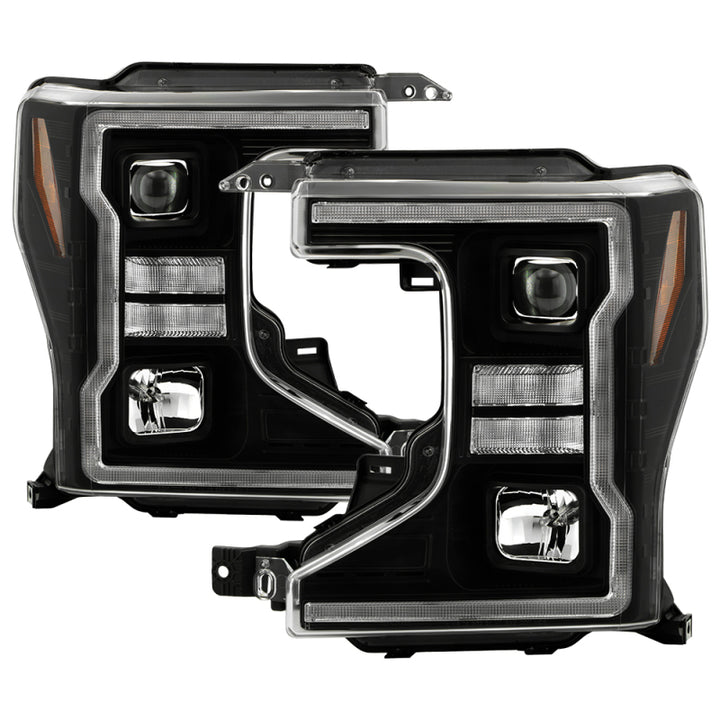 Spyder Signature 20-22 Ford F250/F350 (Halogen) Proj. Headlights - Black (PRO-YD-FS20HALSI-SEQ-BK) - Bull Strap