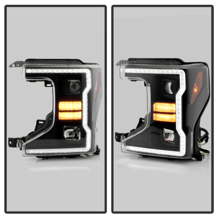 Spyder Signature 20-22 Ford F250/F350 (Halogen) Proj. Headlights - Black (PRO-YD-FS20HALSI-SEQ-BK) - Bull Strap