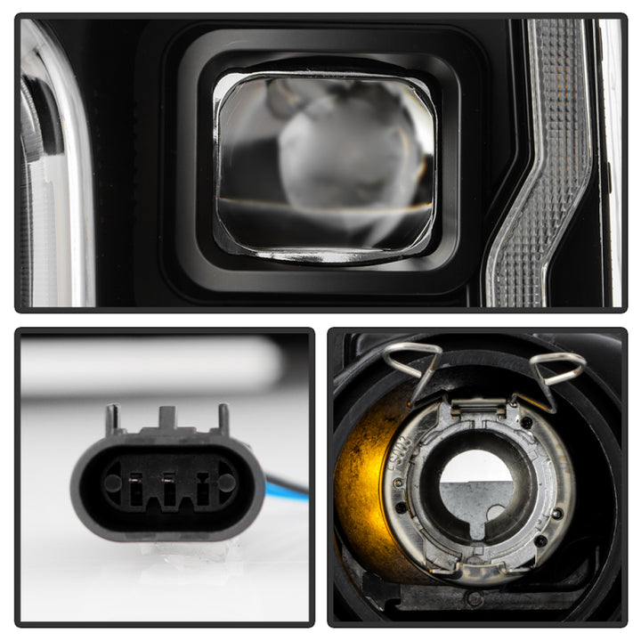 Spyder Signature 20-22 Ford F250/F350 (Halogen) Proj. Headlights - Black (PRO-YD-FS20HALSI-SEQ-BK) - Bull Strap