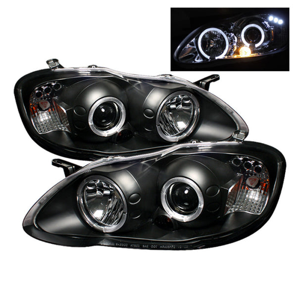 Spyder Toyota Corolla 03-08 Projector Headlights LED Halo- LED Blk - Low H1 PRO-YD-TC03-HL-BK - Bull Strap