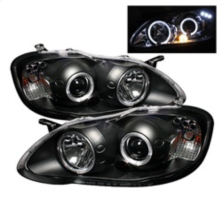 Spyder Toyota Corolla 03-08 Projector Headlights LED Halo- LED Blk - Low H1 PRO-YD-TC03-HL-BK - Bull Strap