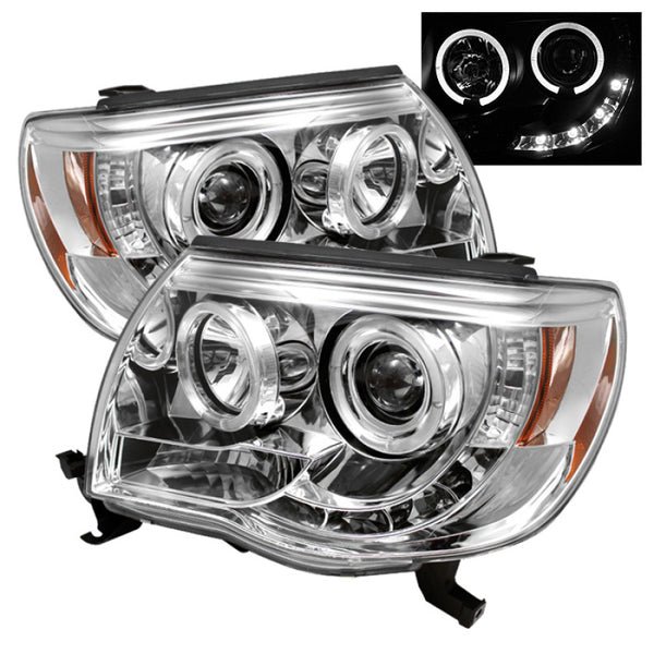 Spyder Toyota Tacoma 05-11 Projector Headlights LED Halo LED Chrome High H1 Low H1 PRO-YD-TT05-HL-C - Bull Strap