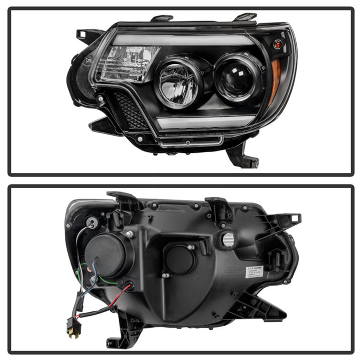 Spyder Toyota Tacoma 12-15 Projector Headlights Light Bar DRL Black PRO-YD-TT12-LBDRL-BK - Bull Strap