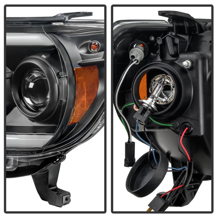 Spyder Toyota Tacoma 12-15 Projector Headlights Light Bar DRL Black PRO-YD-TT12-LBDRL-BK - Bull Strap