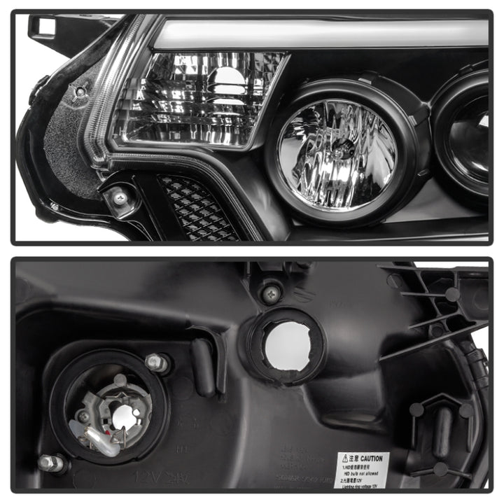 Spyder Toyota Tacoma 12-15 Projector Headlights Light Bar DRL Black PRO-YD-TT12-LBDRL-BK - Bull Strap