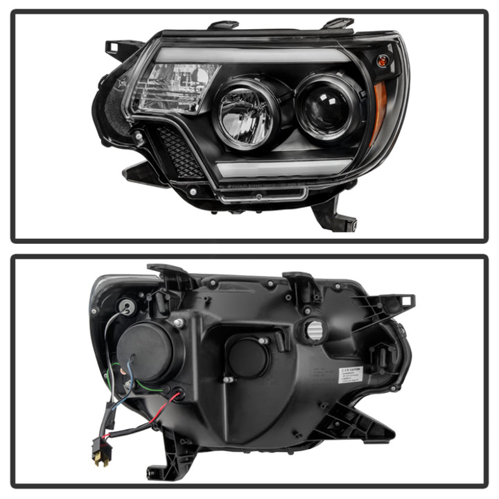 Spyder Toyota Tacoma 12-15 Projector Headlights Light Bar DRL Black PRO-YD-TT12-LBDRL-BK - Bull Strap