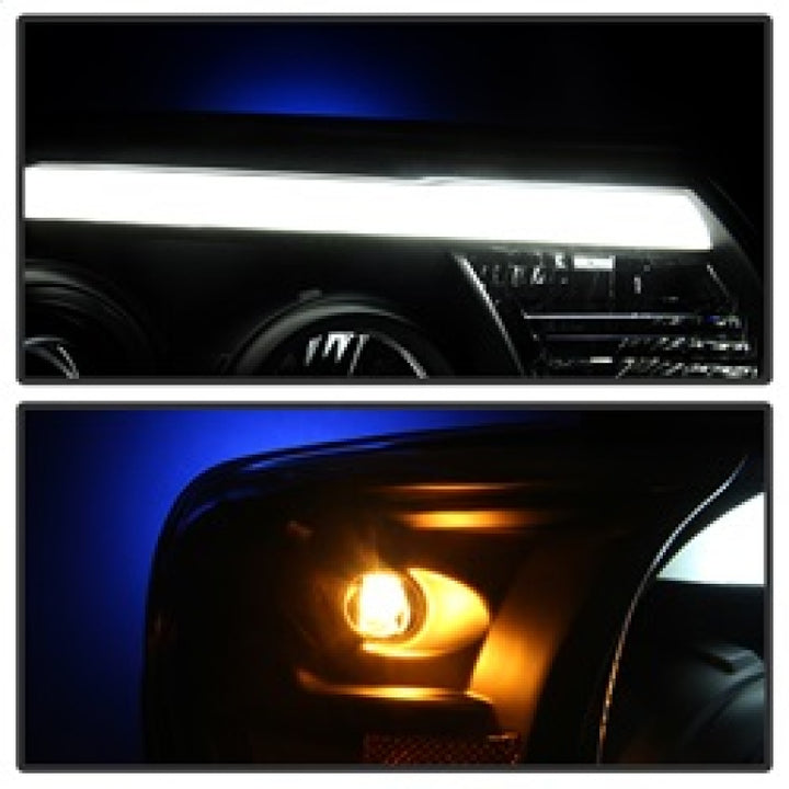 Spyder Toyota Tacoma 12-15 Projector Headlights Light Bar DRL Black PRO-YD-TT12-LBDRL-BK - Bull Strap