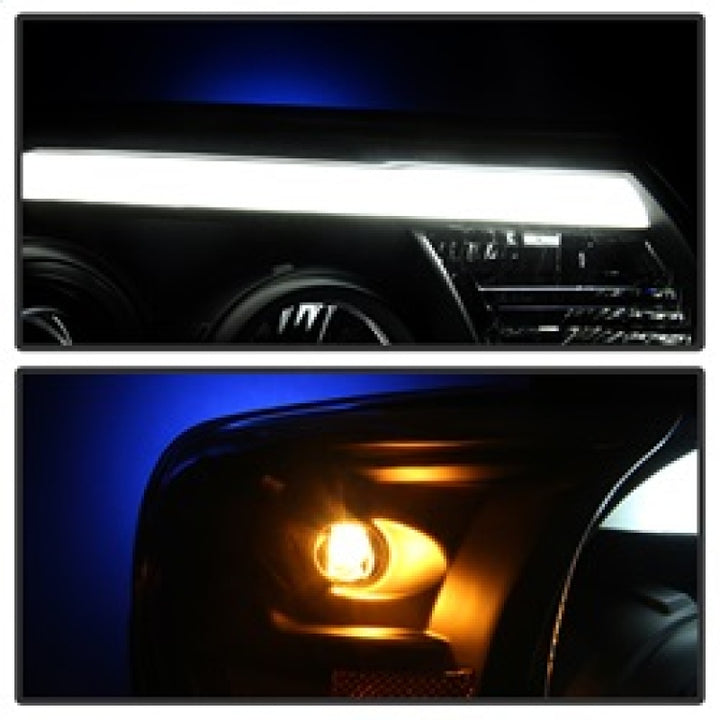 Spyder Toyota Tacoma 12-15 Projector Headlights Light Bar DRL Black PRO-YD-TT12-LBDRL-BK - Bull Strap